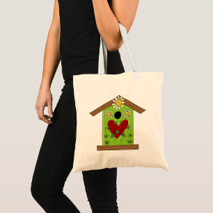 Birdhouse and Daisies Tote Bag