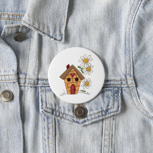 Birdhouse And Flowers 7.5 Cm Round Badge
