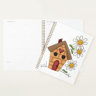 Birdhouse And Flowers Spiral Planner