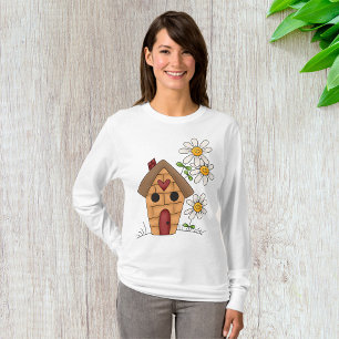 Birdhouse And Flowers Womens Long-Sleeve T-Shirt