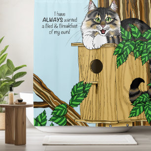 Birdhouse Bed Breakfast Cat Shower Curtain