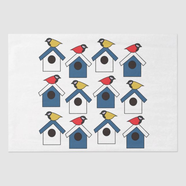 Birdhouse Bird House Colourful Birds Birdhouse Tissue Paper (Front)