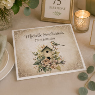 Birdhouse Botanical Nature 75th Birthday  Napkin