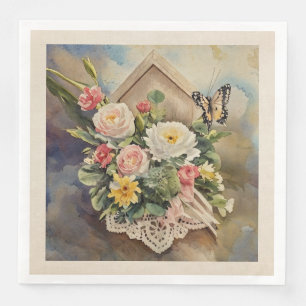 Birdhouse Bouquet - Paper Napkin
