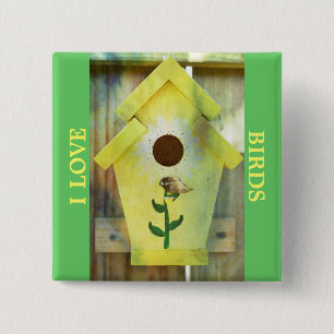 Birdhouse by Shirley Taylor 15 Cm Square Badge