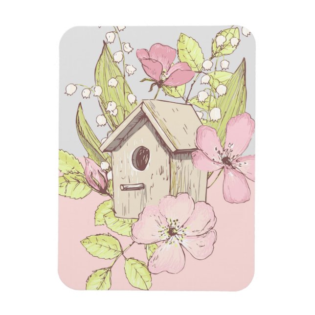Birdhouse Floral Colorblock Magnet (Vertical)