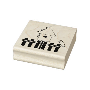 Birdhouse with a Picket Fence Wood Art Stamp