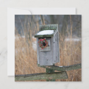 Birdhouse with Holiday Wreath Card