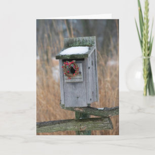 Birdhouse with Holiday Wreath Card