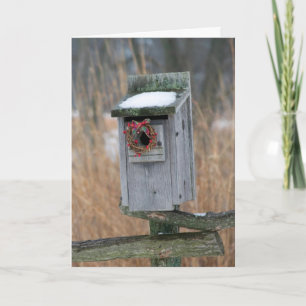Birdhouse with Holiday Wreath Card