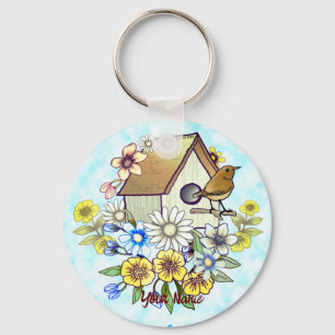 Birdhouse Wren  keychain