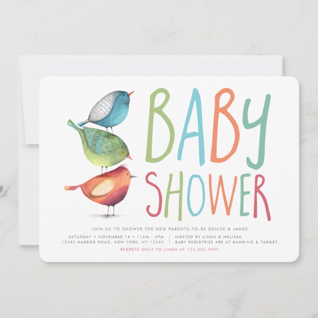Birdie Baby Shower Invitation (Front)
