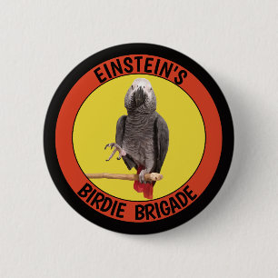 Birdie Brigade Congo African Grey Parrot 6 Cm Round Badge