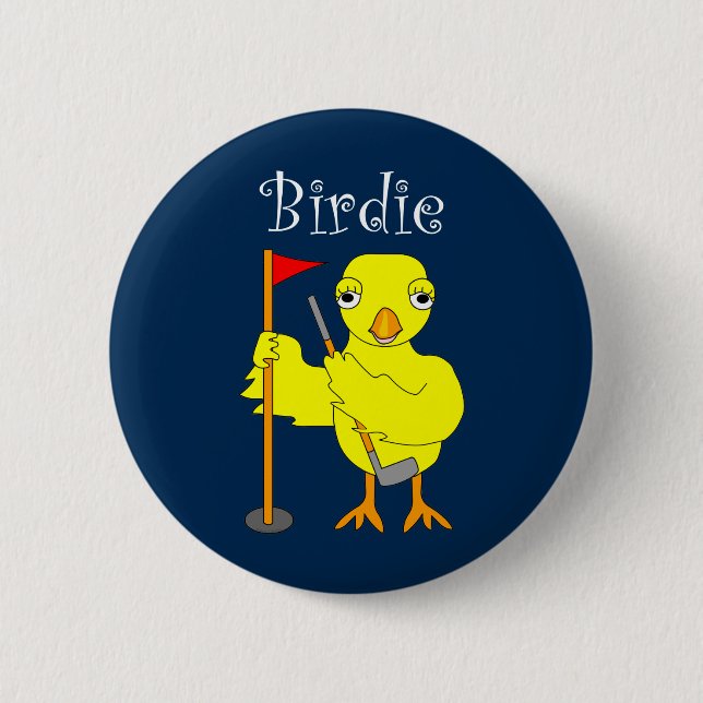 Birdie Golfer Chick 6 Cm Round Badge (Front)