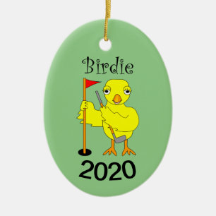 Birdie Golfer Chick Ceramic Tree Decoration