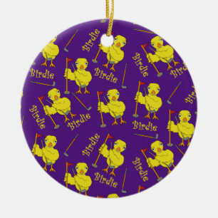 Birdie Golfer Chick Ceramic Tree Decoration