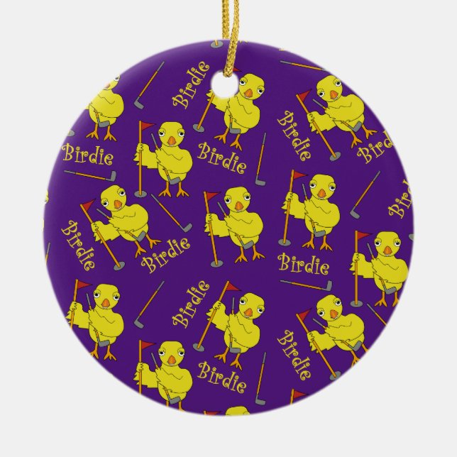 Birdie Golfer Chick Ceramic Tree Decoration (Front)
