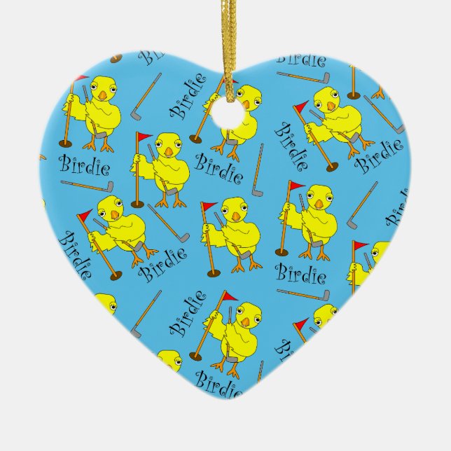 Birdie Golfer Chick Ceramic Tree Decoration (Front)