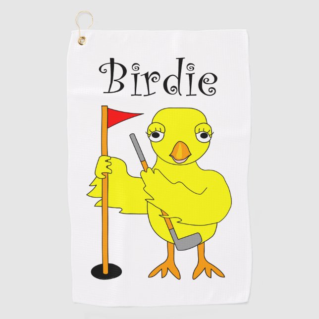 Birdie Golfer Chick Golf Towel (Front)