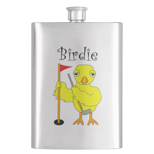 Birdie Golfer Chick Hip Flask (Front)