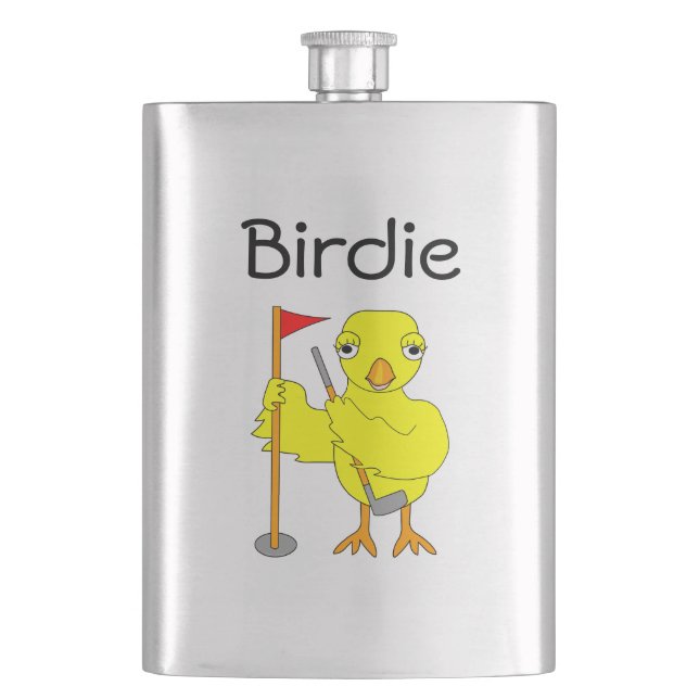 Birdie Golfer Chick Hip Flask (Front)