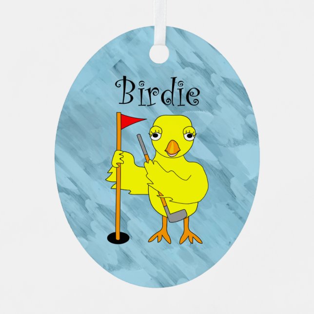 Birdie Golfer Chick Metal Tree Decoration (Front)