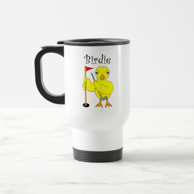 Birdie Golfer Chick Travel Mug (Left)
