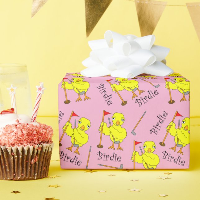 Birdie Golfing Chick Wrapping Paper (Birthday Party)