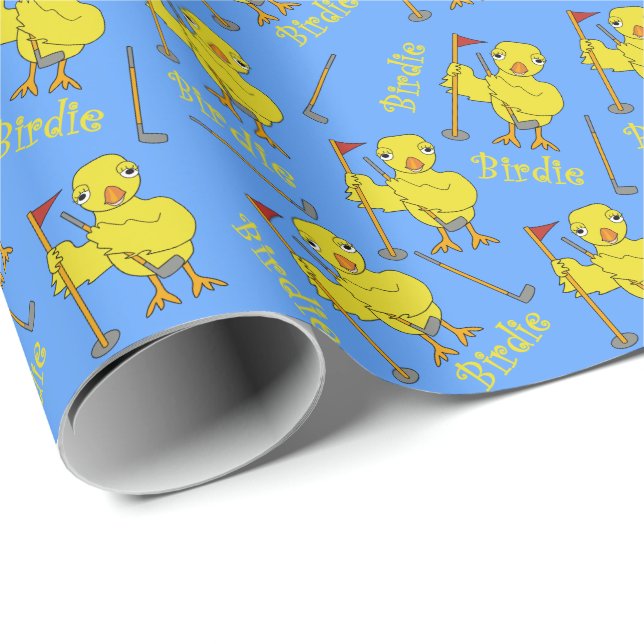 Birdie Golfing Chick Wrapping Paper (Roll Corner)