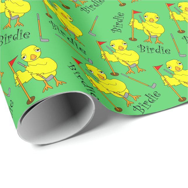 Birdie Golfing Chick Wrapping Paper (Roll Corner)