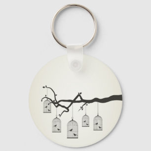 Birdie in a cage3 key ring