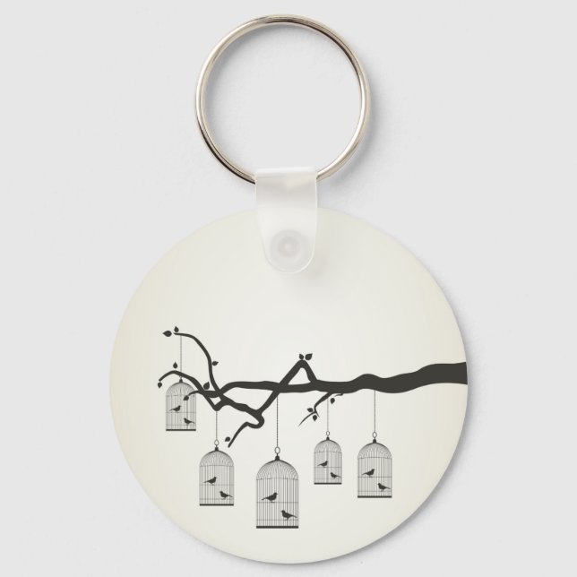 Birdie in a cage3 key ring (Front)
