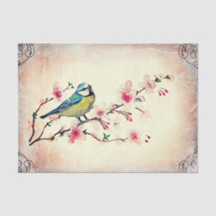 Birdie in Cherry Blossom Tree Deocupage Tissue Paper