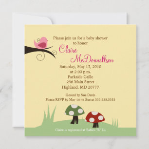 Birdie Woodland 5x5 Baby Shower Invitation