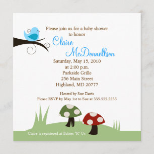 Birdie Woodland 5x5 Baby Shower Invitation