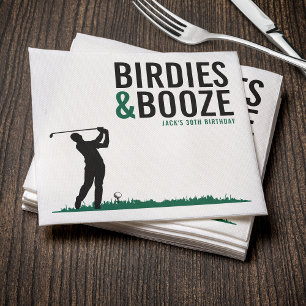 Birdies & Booze Adult Golf Birthday Party Napkin