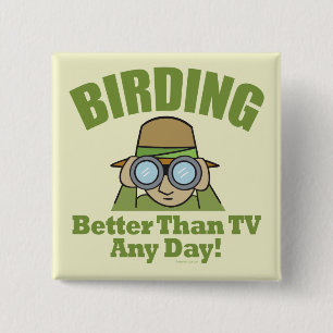 Birding 15 Cm Square Badge