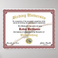 Birding Completion Diploma Certificate Award