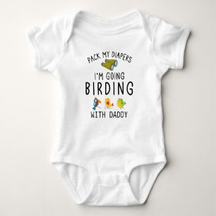 Birding With Daddy Custom Birdwatcher Baby Bodysuit