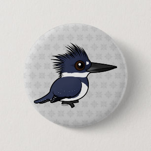 Birdorable Belted Kingfisher (male) 6 Cm Round Badge