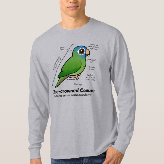 Birdorable Blue-crowned Conure Statistics T-Shirt (Front)