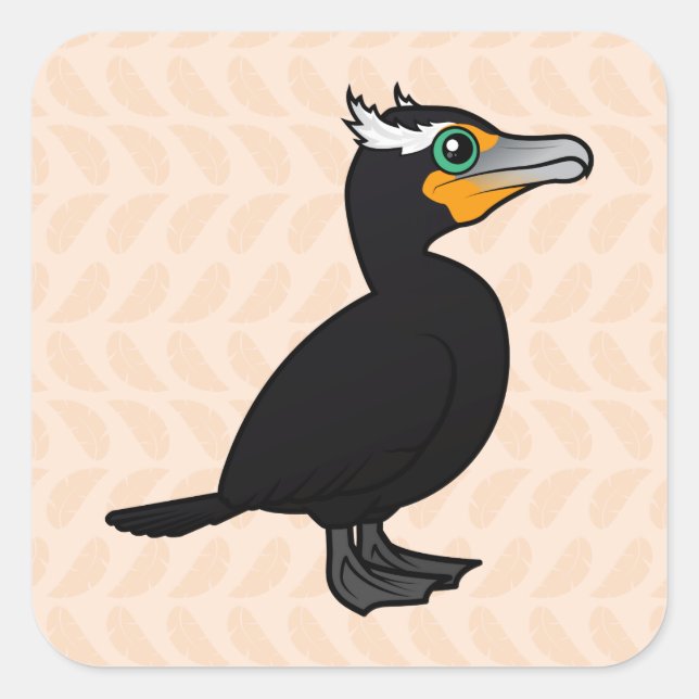 Birdorable Double-crested Cormorant Square Sticker (Front)