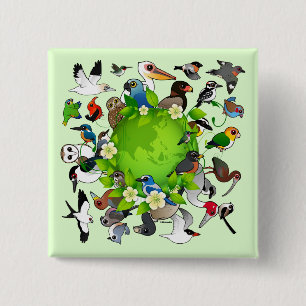 Birdorable Earth Day 15 Cm Square Badge