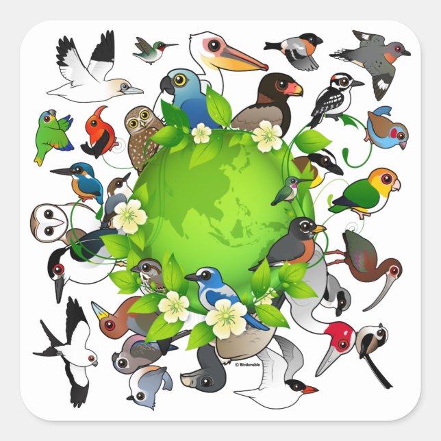 Birdorable Earth Day Square Sticker (Front)
