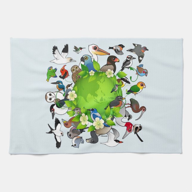 Birdorable Earth Day Tea Towel (Horizontal)