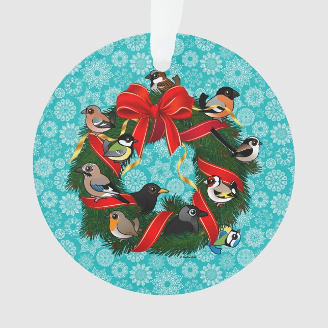 Birdorable European Garden Birds Christmas Wreath Ornament (Front)