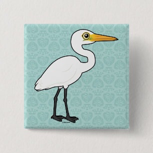 Birdorable Great Egret 15 Cm Square Badge