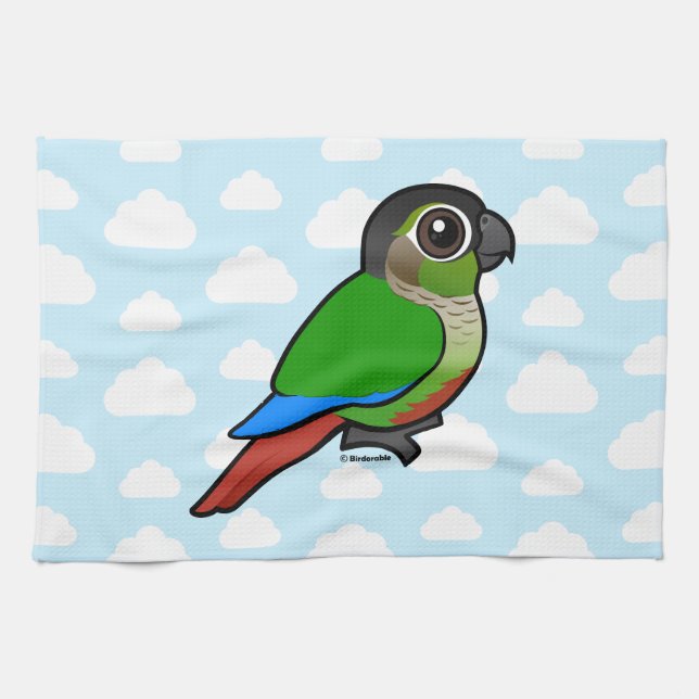 Birdorable Green-cheeked Conure Tea Towel (Horizontal)