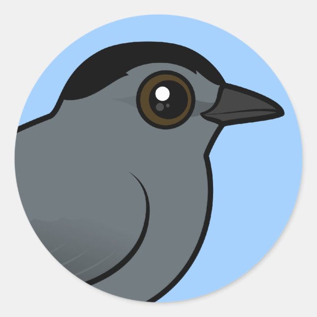 Birdorable Grey Catbird Classic Round Sticker (Front)