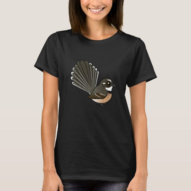 Birdorable Grey Fantail Cute Australian Songbird B T-Shirt (Front)